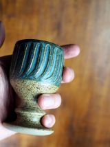 Cinq calices en grès à glaçure bleue - XXème