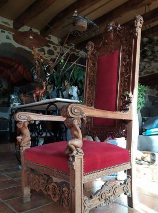 Spectaculaire fauteuil d'apparat ou trône XIXéme