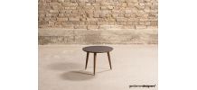 Table basse ronde avec un plateau noir (Ø 50cm)