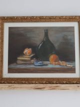 Tableau ancien nature morte orange