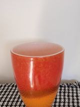 vase de 1970 en verre teinté orange 