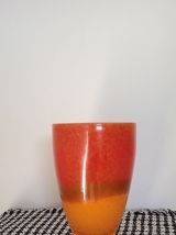 vase de 1970 en verre teinté orange 