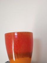 vase de 1970 en verre teinté orange 