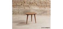 Table basse sur-mesure en noyer massif teinté