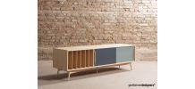 Meuble TV / Enfilade en chêne avec rangements vinyles