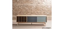Meuble TV / Enfilade en chêne avec rangements vinyles