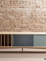 Meuble TV / Enfilade en chêne avec rangements vinyles