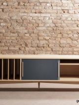 Meuble TV / Enfilade en chêne avec rangements vinyles