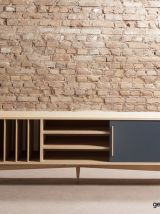 Meuble TV / Enfilade en chêne avec rangements vinyles