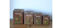 4 Boîtes à épices en bois vintage années 70
