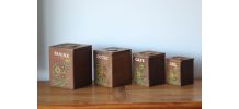 4 Boîtes à épices en bois vintage années 70