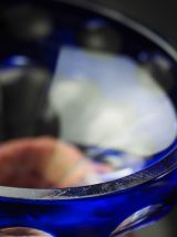 Vase cristal bleu cobalt taillé - Cristallerie de Lorraine