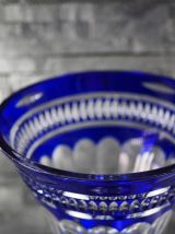 Vase cristal bleu cobalt taillé - Cristallerie de Lorraine