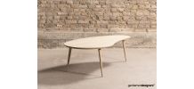 Table basse haricot sur-mesure, avec 3 pieds en chêne massif