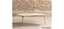 Table basse haricot sur-mesure, avec 3 pieds en chêne massif