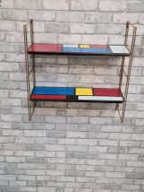 Etagere string style piet mondrian  montants or . rare  47x4