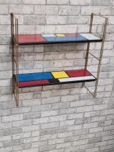 Etagere string style piet mondrian  montants or . rare  47x4
