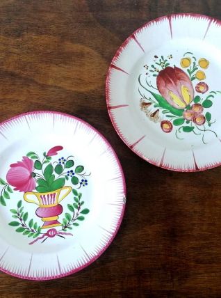 Paire d'assiettes faïence Les islettes XIXème siècle 