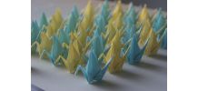 50 grues origami jaune, bleu mariage, fête, baptême