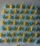 50 grues origami jaune, bleu mariage, fête, baptême