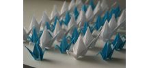 50 grues origami blanc, bleu mariage, fête, baptême