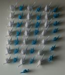 50 grues origami blanc, bleu mariage, fête, baptême