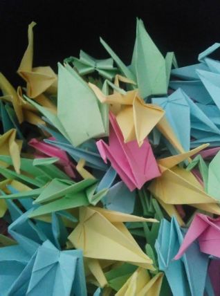 100 grues origami couleurs pastel, mariage, fête, baptême, d