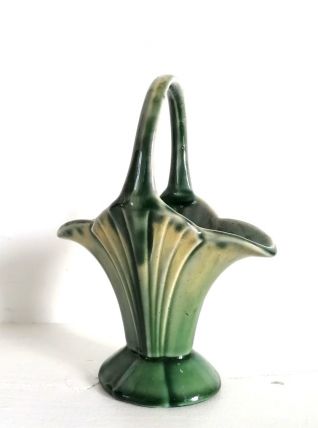 Vase panier en céramique art nouveau 
