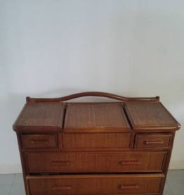 Coiffeuse/commode en rotin