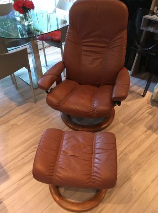 STRESSLESS FAUTEUIL EKORNES avec OTTOMAN 1980