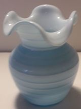 vase en verre souffle bleu et blanc