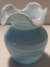 vase en verre souffle bleu et blanc