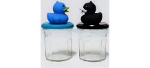 Bocal canard en bleu et noir, paire de  pots de rangement