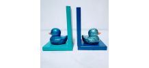 Serre livres canards bleus