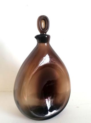 Carafe à liqueur verre ambré 1970 