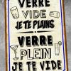Plaque métal vintage Verre plein