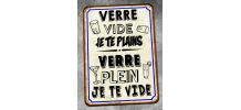 Plaque métal vintage Verre plein