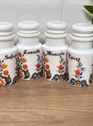 Set de 4 petits pots à épices en verre opalin