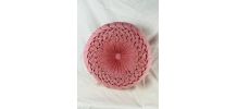 Grand coussin rond en velour rose - années 60 - art populair