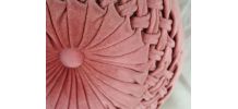 Grand coussin rond en velour rose - années 60 - art populair