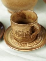 Service à café africaniste en grès de Bassam 