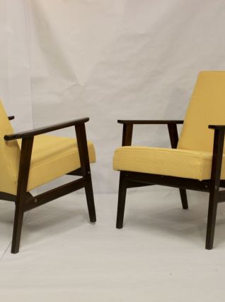 Fauteuil Henryk Lis 300-190 années 1970 tissu jaune Pierre F
