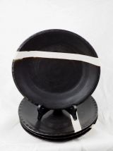 Set de 4 assiettes noires et blanches- Fabienne Jouvin