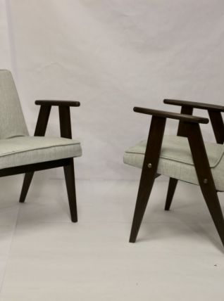  Fauteuil Bunny Type 300-177, 1960s tissu gris chiné.
