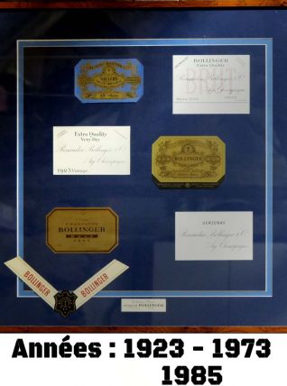 Collection Privée de 6 cadres d'étiquettes origin BOLLINGER 