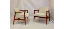 Fauteuil GFM-87 Juliusz Kedziorek 1960. Tissu beige chiné.