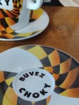 6 Tasses Choky avec pot à lait + une affiche publicitaire