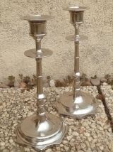 paire  de  bougeoirs  couleur  argenté , vintage