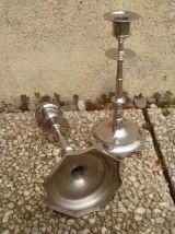 paire  de  bougeoirs  couleur  argenté , vintage