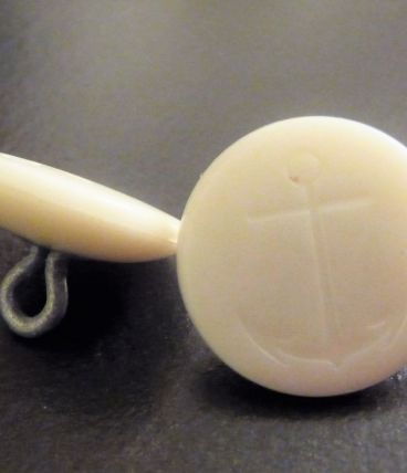LOT 8 Boutons Ancien Ancre Marine Blanc Attache Métal- 19mm